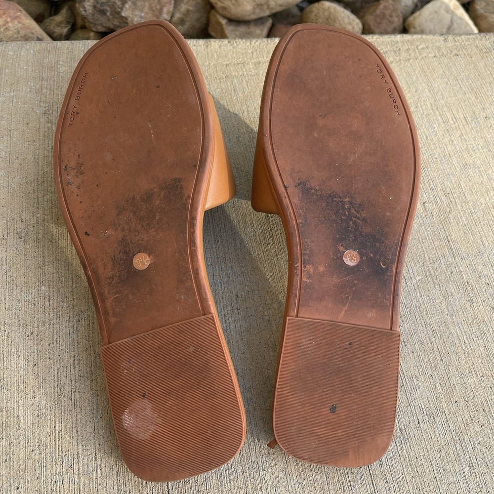 Tory Burch Double T Sport Slide Women 9.5 Leather Nappa Bourbon Miele Sandals** - Picture 10 of 10
